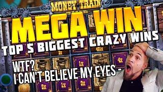 TOP 5 BIGGEST CRAZY WINS IN CASINO | MEGA WIN IN THE MONEY TRAIN SLOT