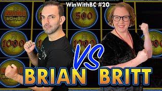 Brian VS Britt ⋆ Slots ⋆ $5/Bet VS $1/Bet on Dollar Storm at Greektown #ad