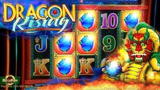 DRAGON RISING BONUSES!!! 1c Bally Slot Game in CASINO