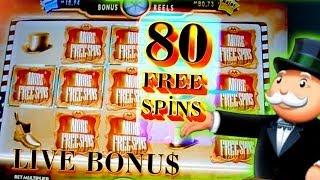 80 Free Spins Super Monopoly BIG WIN + Live Bonuses - 5c Wms Video Slots