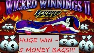 MEGA BIG WIN 5 MONEYBAGS Wicked Winnings 2 II Slot Machine Respin Bonus