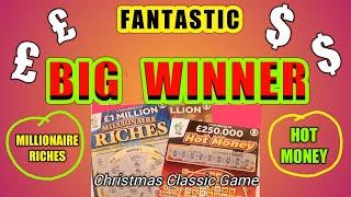 Wow!  BIG  WINNER   Wow!   MILLIONAIRE RICHES ...HOT MONEY..Scratchcards  Classic Xmas Game