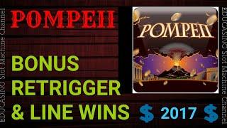 • POMPEII • BONUS RETRIGGER & LINE WINS !! •BY ARISTOCRAT SLOT