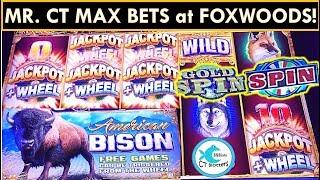 MAX BETTING at FOXWOODS! AMERICAN BISON SLOT MACHINE, NOT IN KANSAS, WHEEL OF FORTUNE!