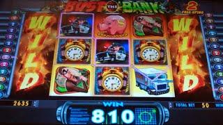 Bust the Bank Slot Machine - 2 Bonuses - 9 Free Games Win with 2 Locked Wild Reels