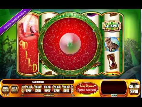 £1040 SUPER BIG WIN (173 X STAKE) WOZ RUBY SLIPPERS™ BIG WIN SLOTS AT JACKPOT PARTY