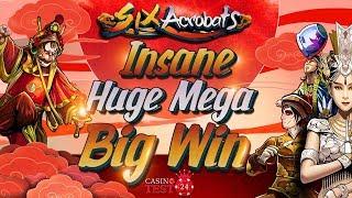 MUST SEE!!! INSANE HUGE MEGA BIG WIN ON SIX ACROBATS SLOT (MICROGAMING) - 1,44€ BET!