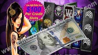 •$100 Slot Machine! Hot Tattoo High Stakes Casino Video Slot! Vegas Gambling Jackpot Handpay • SiX S