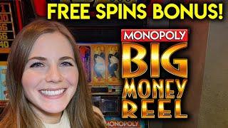 Monopoly Big Money Reel Slot Machine! Free Spins! BONUS! Spinning The Big Money Wheel!