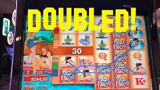 Dean Martin's Pool Party Live Play 5 cent denom DOUBLED NICE WIN Slot Machine