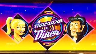 ++NEW American Diner slot machine, Retriggers, Nice Bonus