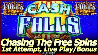 Cash Falls Huo Zhu Slot Machine - First Attempt, with Live Play and Free Spins Bonus