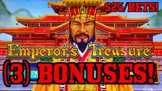 HIGH LIMIT Dollar Storm Emperor's Treasure & Ninja Moon ⋆ Slots ⋆️(3) $25 BONUS ROUNDS Slot Machine Casino