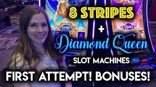 New! 8 Stripes Slot Machine! BONUS! NICE WIN! on Diamond Queen!!