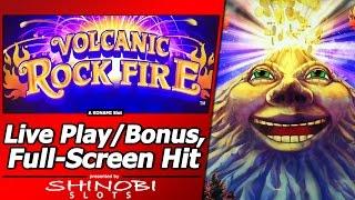 Volcanic Rock Fire Slot - Live Play, Line Hit, Two Free Spins Bonuses with Full Screen