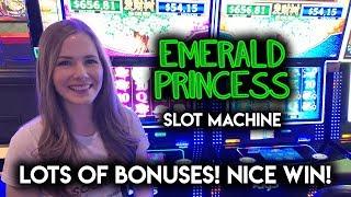 SO MANY BONUSES!! Nice Win on Emerald Princess Slot Machine!!