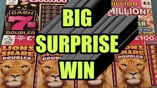 SHOCK BIG WINNER.."CASH 7s DOUBLER" LION DOUBLER"SPIN £100"£500,000 GREEN"WADS WALLET