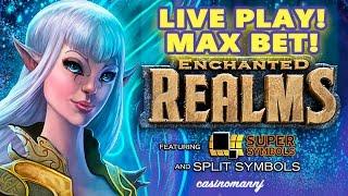 ENCHANTED REALMS Slot - MAX BET! - Live Play! - Slot Machine Bonus