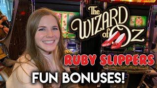 Nice Random Feature! BONUSES! Wizard of Oz Ruby Slippers Slot Machine!