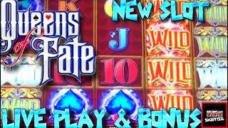 BIG WIN! LIVE PLAY and Bonus on Queens of Fate Slot Machine