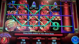 Money Heat Slot Machine Bonus + Retrigger - 15 Free Games w/ Stacked Wilds + Multipliers - Nice Win