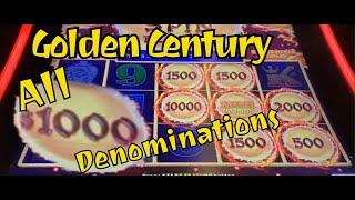 Golden Century - all denominations LONG session - 1st Handpay at Aria
