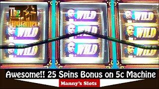 Awsome!! Bonus on The Godfather 3 reele 5c slot machine by WMS 25 Free Spins at Barona