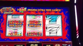 Blazing 7’s bonus £5 max bet BONUS 2 with retrigger