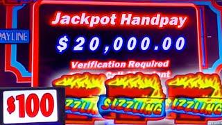 $100 SIZZLING 7 HIGH LIMIT MASSIVE JACKPOT WINS ⋆ Slots ⋆ HANDPAY SLOT MACHINE