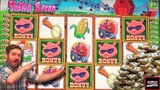 HOEDOWN! (Brent hits the floor) LIVE PLAY and BONUSES on Filthy Rich 2 Shakin' Bacon Slot Machine
