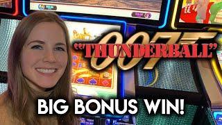 BIG BONUS WIN! James Bond Thunderball Slot Machine! Love Those Gold Chip Re-Spins!!