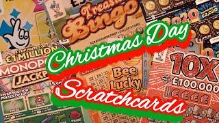 Christmas day Scratchcards..Monopoly..W/Wonderlines..2020..10X Cash.Treasure BINGO