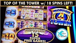TOP OF THE TOWER WITH 18 SPINS LEFT! Wonder 4 Tower Slot Machine - BUFFALO