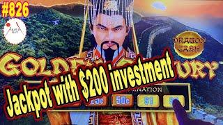 Hand Pay Jackpot with $200 investment⋆ Slots ⋆ Dragon Cash Golden Century Slot, Choose $1/ Bet $25 赤