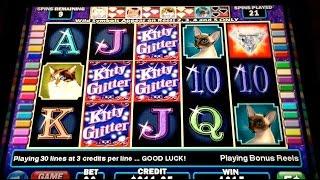 Kitty Glitter BIG WIN! Slot Machine BONUS Retrigger!!