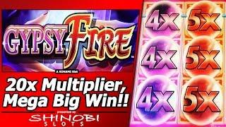 Gypsy Fire Slot - Free Spins Mega Big Win Bonus with 20x Multipliers