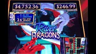 • Amazing HUGE bonuses on River Dragons! Free play pays! •