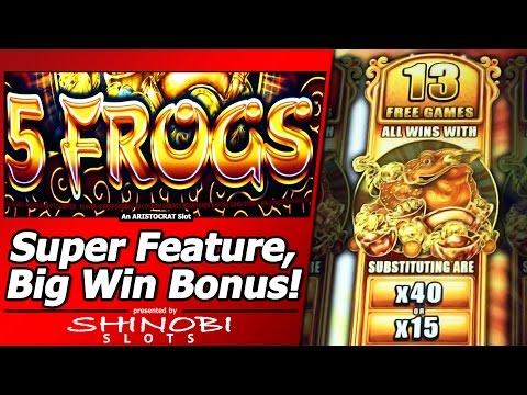 5 Frogs Slot - Free Spins, Big Win in Super Feature Bonus