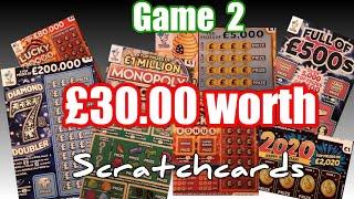 Game 2..Scratchcards..Full £500s..Diamond 7..Bee Lucky..2020.Lucky Bonus.Monopoly
