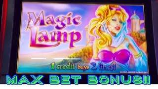 Magic Lamp Slot Machine, Max Bet Bonus, 2 Wild Reels, Slot Machine Bonus, By WMS