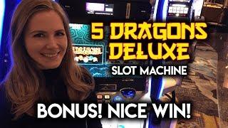 BONUS WIN! 5 Dragons Deluxe Slot Machine!!!
