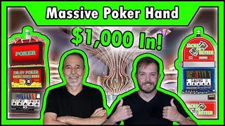 $1,000 In = MASSIVE Video Poker Hand! 4 of a Kind! • The Jackpot Gents