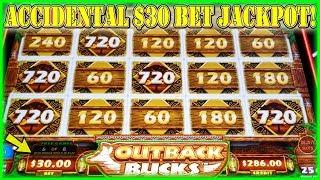 ACCIDENTAL $30 MAX BET PAYS OFF! MY BIGGEST JACKPOT ON MIGHTY CASH OUTBACK BUCKS