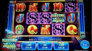 Electric Nights Slot Machine 4 Symbol Trigger 100X BIG WIN Bonus!