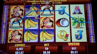 Jungle Monkeys Slot Machine Bonus - 8 Free Games Win with Stacked Wilds