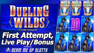 Dueling Wilds Slot- First Attempt, Live Play and Free Spins Bonus with Re-Triggers