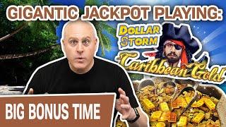 ⋆ Slots ⋆ GIGANTIC JACKPOT Playing Dollar Storm: Caribbean Gold ⋆ Slots ⋆ ANOTHER Big Handpay, Too!