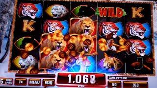Lion's Roar: King of the Beasts Slot Machine Bonus + Retriggers - 26 Free Games Win with Reveals