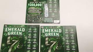 Three $5 Emerald Green 7s Instant Lottery Scratchcard
