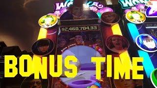 Willy Wonka WMS Live Play max bet with BONUS Oompa Loompa growing reels
